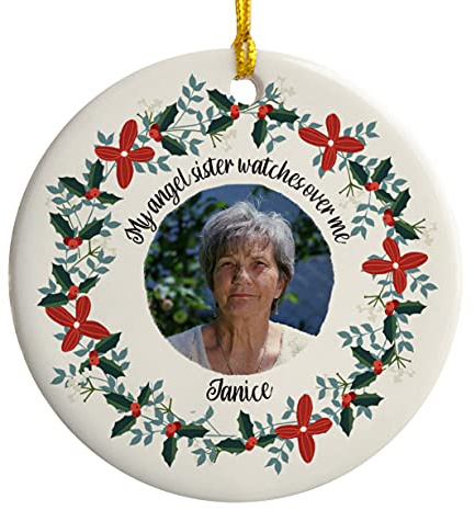 My Angel Watches Over Me - Choose Sister Brother Son Daughter Christmas Photo Memorial Bauble Memory Keepsake
