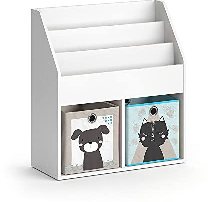 Vicco Kinderregal Luigi, Spielzeugregal für Faltboxen, Weiß, 72 x 79 cm mit 2 Faltboxen Opt.4