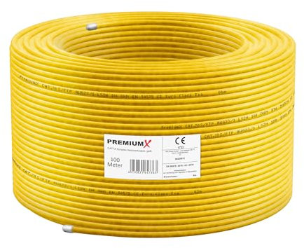 Premium X 100m CAT 7A Netzwerkkabel Simplex LAN-Kabel Verlegekabel Ethernet Kupfer Datenkabel AWG 23 S/FTP PiMF PoE Eca Cat7A 1200 MHz Installationskabel Halogenfrei