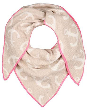 Zwillingsherz Dreieckstuch Stola Schal aus Kaschmir und Wolle für Kids Mädchen Jungen Kinder - Hochwertiges Cashmere Halstuch mit Anker-Print und Neon Rand - Perfekt für Sommer Herbst Winter