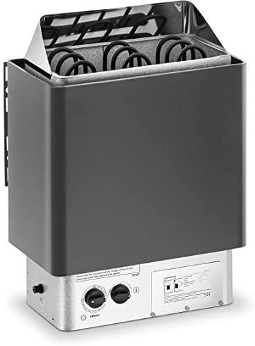 UIGJIOG Stufa per Sauna 3-9 Kw, Stufa Elettrica per Sauna Sauna Stove in Acciaio Inox con Controllo Interno,30-110 °C, 10 kg,Grigio(Multi-Voltaggio: Monofase),3KW