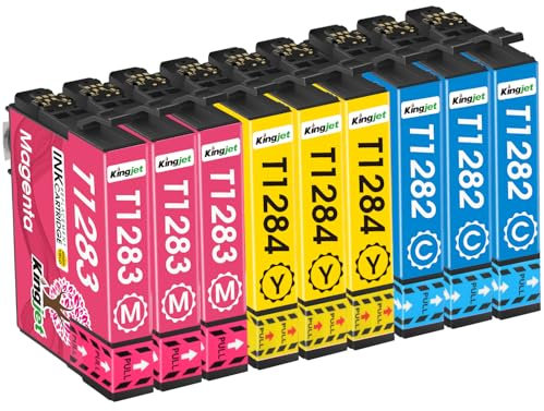 KINGJET 128XL Druckerpatronen Kompatibel für Epson T1282 T1283 T1284 T1285 Patronen für Epson Stylus SX235W SX230 SX125 S22 SX130 SX420W SX425W SX430W BX305FW BX305F SX440W SX445W(9 Pack)