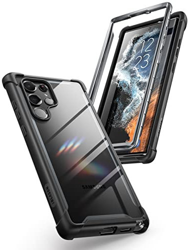 i-Blason Custodia trasparente per Samsung Galaxy S22 Ultra (6,8), 5G, robusta, robusta, senza pellicola protettiva integrata per display 2022, edizione (nero)