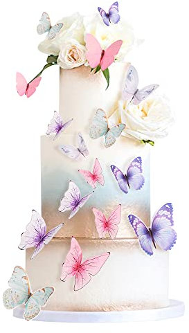 Blumomon 60Pcs Lively 3D Butterfly Cupcake Toppers Art Butterfly Cupcake Topper Baby Shower Wedding Anniversary Birthday Party Cake Wall Decorations Supplies