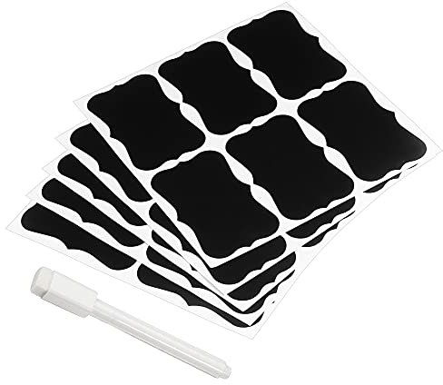 PATIKIL 1.7x2.7 Inch Chalkboard Labels, 120pcs Reusable Adhesive Food Storage Stickers with Marker Pen for Jars Bottles Blackboard, Black