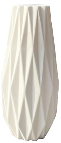 Moderne, einfache Keramik-Vase, getrocknet, modern, abgewinkelt, Steingut, Heimdekoration, Blumenvase, 19 cm, Weiß