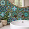 Fliesenaufkleber 15x15 Türkis Lila Gelb Mosaikfliesen PVC Klebefliesen Bad Wasserdicht Küchenrückwand Folie Küchenrückwand Selbstklebend Dauerhaft Fliesenfolie