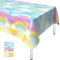 Regenbogen Tischdecke Geburtstag, Einweg Tischdecke Regenbogen Pastell, 108*54 Zoll Rechteck Wasserdicht Dünn Plastic Tischtuch für Kinder Mädchen Jungen Karneval Geburtstag Babyparty Party Dekoration