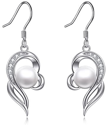 Perlen Ohrringe für Damen 925 Sterling Silber Infinity Perlen Ohrringe Schmuck Geschenke für Mutter Mutter Mädchen Freunde (Perlen ohrringe 2)