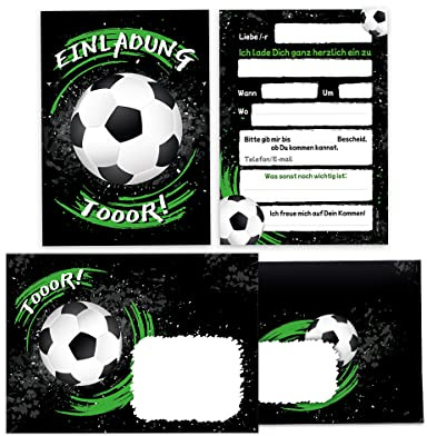 Junapack 12 Einladungskarten incl. 12 Umschläge zum Kindergeburtstag Geburtstag Jungen Fussball Fußball