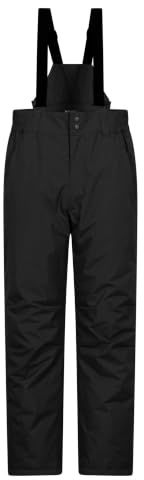 Mountain Warehouse Dusk II Mens Short Length Ski Pants Black (S S | Warm & Water-Resistant Thermal Ski Salopettes, Durable Snow Trousers with Elastic Waistband for Comfy Fit, For Snowboarding
