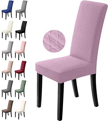 BalladHome Stuhlhussen 4er Set Stretch Stuhlbezug Stuhlüberzug Esszimmerstühle Bezug Universale Elastische Hussen waschbar Abnehmba für Hotel, Bankett, Büro, Partys Deko (4 Stück, Lila)-L