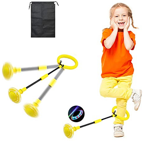 HIQE-FL Coloré Anneau de Saut Clignotant,Pliable Jouet d'Anneau de Saut de Cheville,Anneau de Saut Clignotant pour Enfants,LED Flashing Skip Ball Cheville,Cheville Skip Ball (Gelb)