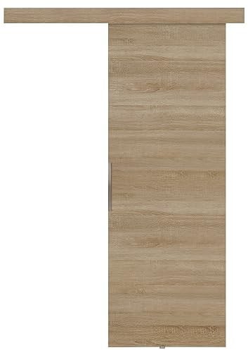 KIER FURNITURE Schiebetür Komplettset MALIBU - Tür mit Laufschiene - Schiebetürsystem - Raumspartür - Innentüren - Sliding Door Set - Eiche Sonoma B66xH205xT1,6cm