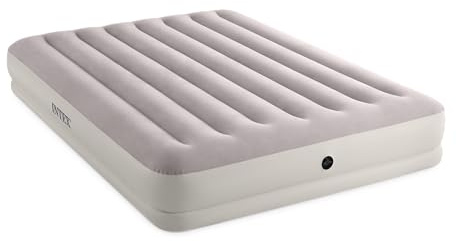 Intex 64179E Dura-Beam Standard Prestige Mid-Rise Air Mattress: Fiber-Tech - Queen Size - Quickfill USB Air Pump - 12in Bed Height - 600lb Weight Capacity