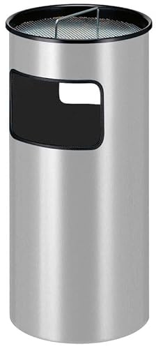 PROREGAL Runder feuerfester Kombiascher inkl. Löschsand & Sieb | 50 Liter, HxØ 69x32cm | Inneneimer aus Metall | Silber