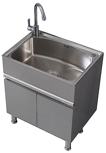TRGCJGH Mobile Lavatoio in acciaio inox, Compact Mobile da Bagno con lavabo, Mobile con lavello, Per Cucine, Ristoranti, Hotel(50x40cm/19.6x15.7in)
