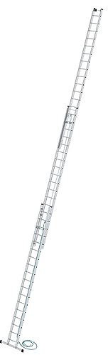 PROREGAL Sprossen-Seilzugleiter 3-teilig mit Standard-Traverse 3x18 Sprossen | Leiter, Teleskopleiter, Trittleiter, Bockleiter, Sprossen-Doppelleiter