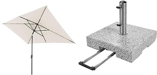 Doppler Sonnenschirm Jack 300x200 Natur Granit-Sonnenschirmständer mit Ausziehgriff 72kg