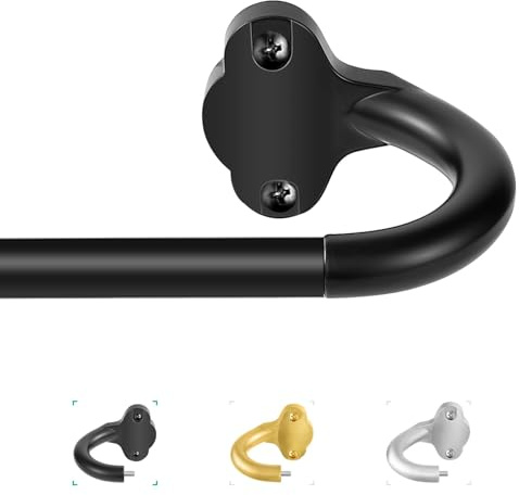 TVWOO Wrap Around Curtain Rods,Black Curtain Rods 28 to 48 Inch,5/8 Inch Adjustable Blackout Curtain Rod Set,Room Darkening Single Window Rod,Metal Thicken Hidden Curved Drapery Rod 28-48,Matte Black