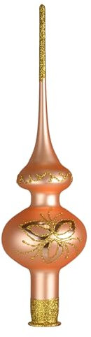 Puntale per albero di Natale, in vetro color pesca e