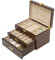 OUKANING 3 Schicht Schmuckkästchen Holz Schmuckschatulle Geschenke Schmuckbox Rechteckig Schmuckkoffer, Plüsch Futter, Anti-Rutsch Pads, Für Schmuck (Farbe : Schwarzer Nussbaum)