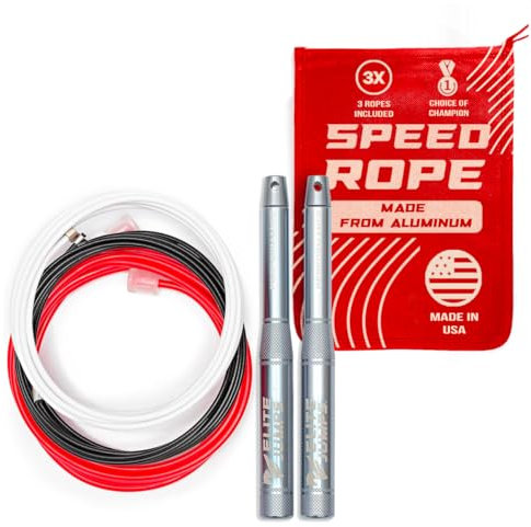 Elite Jumps Sports Performance Jump Rope Bundle - High Performance Speed Rope for Workouts - Aluminium 6.5 Long Handles - Skip Rope for Fitness Aerobic Exercise & Cardio Training