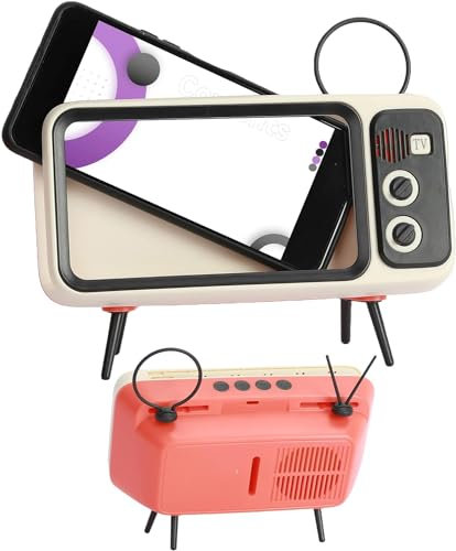 JinRui-T Phone Holder for Desk Portable Universal Retro TV Phone Holder Stand Mobile Phone Stand for 6.4-6.7 inches Smartphone Retro Phone Stand for Home, Bedroom, Office, Kitchen (Orange)