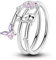 NARMO Ringe für Frauen 925 Sterling Silber Ring Butterly Flower Cat Ring Statement Ring Größe 52mm