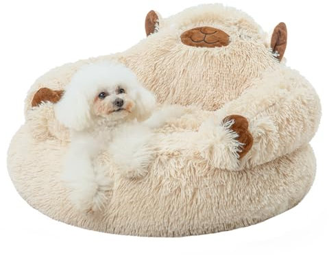 Jiupety Hundebett Flauschig in Kamelform, Donut Hundebettn Kleine Hunde, Orthopädisches Hundebetten Größe L (69 x 69 x 36 cm), Dog Bed Hundebett Waschbar, Hundehütte Indoor, Kamel