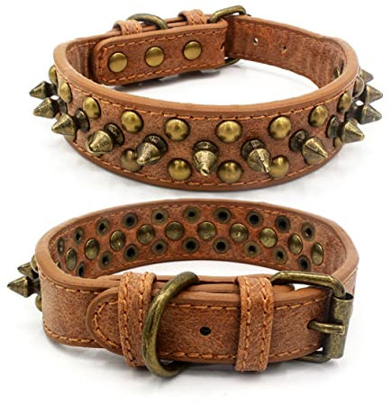 INOOMP Verstellbares Hundehalsband Mit Nieten Und Rundem Nageldesign Stilvolles Personalisiertes Halsband Größe XL