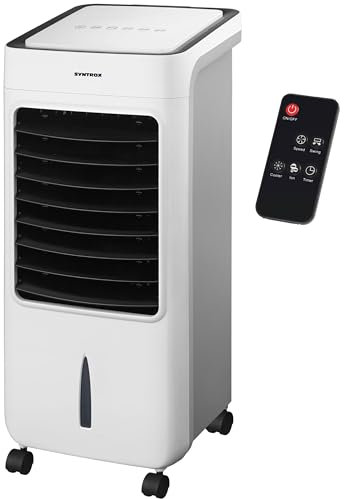 Syntrox Luftkühler mit Fernbedienung Breeze | Wasserkühler | Verdunstungskühler, Timer, Raumklimagerät, mobile Klimaanlage, Ventilator mit Befeuchtung