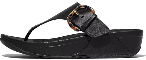 Fitflop Lulu Zehensteg-Sandalen aus Kunstharz, Schnalle aus Leder, Schwarz, 39 EU