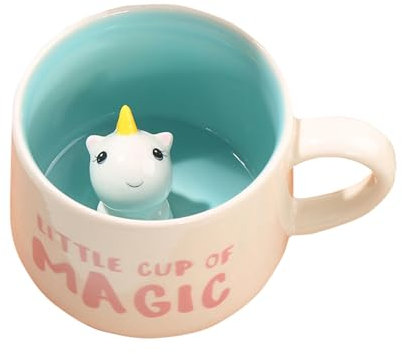 Liemuao Mug Tasses en Céramique 3D Licorne mignonne, Tasse à Café avec Figurine 3D à l'Intérieur Idée cadeau pour les mariages, Anniversaires, amoureux de la licorne Femmes Filles, 350ml (Licorne)