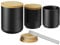 Black Tea Coffee Sugar Canisters with Bamboo Lids, Easy-to-Open, Pack of 3 Tea and Coffee Canisters Set, Personalisable Kitchen Storage for Your Favorite Tea & Coffee (3 Pack, Black)