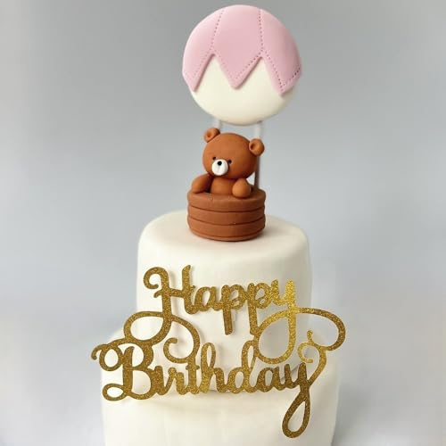 Edible Teddy Bear Cake Toppers - 3D Sugar Fondant Figure - Kids Birthday Decorations - Handmade Present - Christening, Baby Shower (pink)