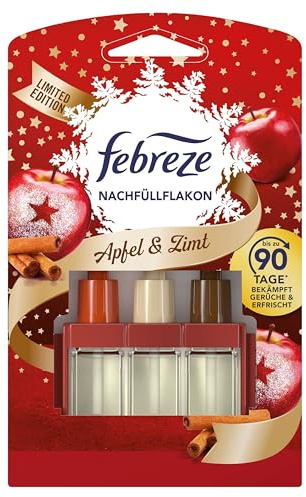 Febreze 3Volution - Deodorante per ambienti con spina di ricarica per mela e cannella, 20 ml, 3 fragranze che cambiano per combattere gli odori