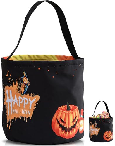 OneNine Halloween Süßigkeit Beutel, Leuchtend Halloween Tasche, Hallowee Korb Für SüßIgkeiten, 3 Beleuchtungsmodi, Süßes oder Saures, Halloweens Home Party Decor (Schwarz)