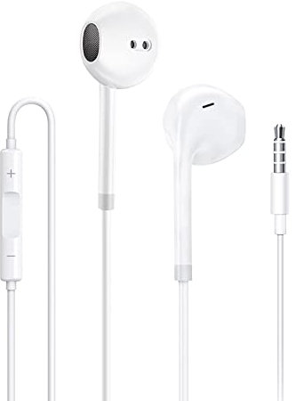 Auriculares con Cable,Auriculares Jack, Auriculares In Ear con Cable y Microfono,Cascos Musica con Graves Potentes para iPhone, Xiaomi y Todos los Dispositivos de Auriculares de 3,5 mm Jack