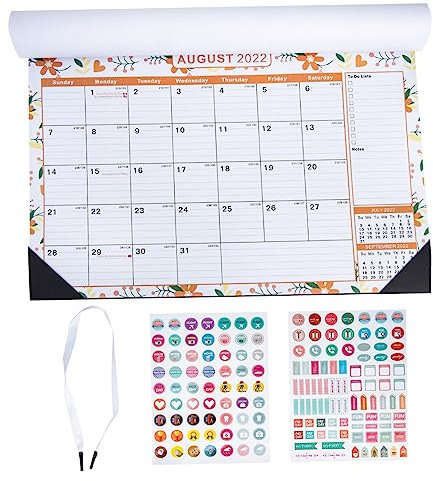 SEWACC 2sätze Englischer Wandkalender Mit Agenda Und Platz Für Notizen Geeignet Für Büro Und Zuhause Dekorative Wandgestaltung Mit Blumenmuster Aufhängeschnur Und Stickern