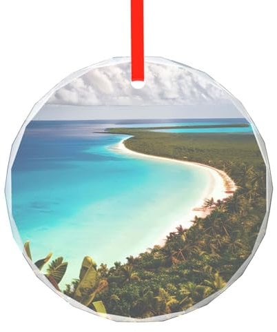 Insel Kuba Rund Glas Anhänger - Hängende Dekorationen für Weihnachten, Halloween - Ideale Ornament Anhänger für Feiertagsfeiern
