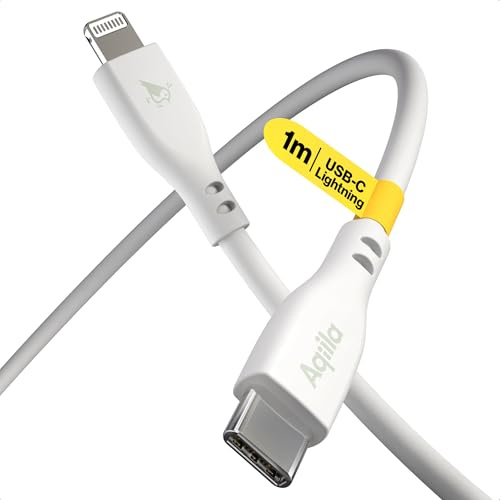 Aqiila Ladekabel für iPhone, USB-C Lightning[MFi-Zertifiziert], 60W, 480Mbps, PD Technologie, 1 Meter Ladekabel Silikon flexibel, für iPhone USB C auf Lightning, Cablebird CS21 weiß
