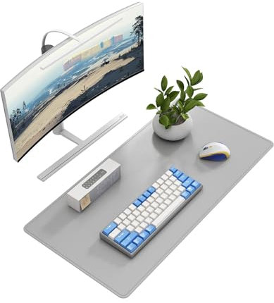 DAWNTREES Schreibtischunterlage,Büro Tischmatte aus Leder,Rutchfeste,Office Groß Mousepad Laptop Schreibunterlage,Geeignet für Büro, Zuhause und Desktop-Einsatz (Hellgrau, 80x40cm)