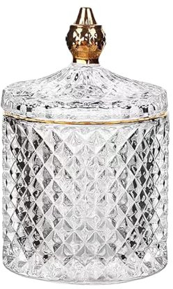 Süßigkeiten Glas Dose Mit Deckel, 600ml Dekorative Transparente Kristallglas-Dosen, Bonbonniere Aufbewahrungsgläser Für Bonbons Schokolade Bohnen Kekse (Transparent)
