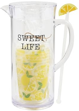 Mud Pie Juego de vasos acrílicos de 1786.0 g y 453.6 g, transparente