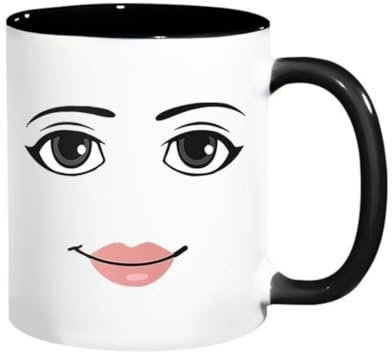 PHJEDXCM Serious Guy Face Women's Facial Expressions, Mugs, Creative Men's Ceramic Breakfast Coffee, Milk Cups 11oz (Female Expression Inside Black)
