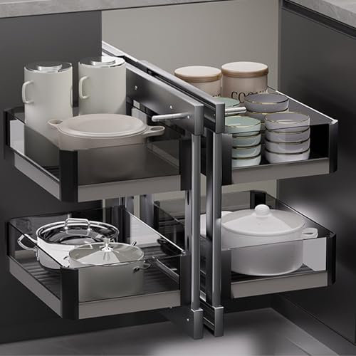 Locuetyn Küchenschrank Jalousie-Eckschrank ausziehbar mit 4 Körbe Regal, voll ausziehbare Lagerung Auflauf Abtropffläche stark Eckschrank Veranstalter für Zuhause, Küche, Bad