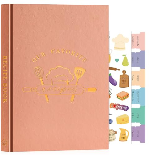 Lanpn Journal de Recettes et Blanc, B5 Livre Cahier de Recettes Cuisine à Remplir, Carnet Recette pour Enregistrer vos Propres Recettes, Livre Recette Vierge, Recipe Book Cookbook, Rose, Anglaise