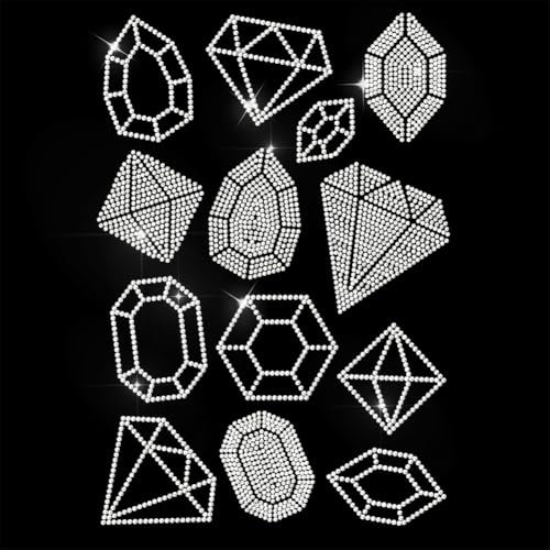ANATTASOUL White Rhinestone Iron on Transfers Gemstone and Diamond Glitter Diamante Hotfix Patches for Clothes, Large Glitter Iron On Sequin Applique for Jeans Jacket Caps Bag T-Shirts Shoes DIY Decor