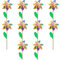 10 Pcs Reflective Wind Spinners Outdoor Garden Pinwheels Colorful Flower Pinwheels Kids Toy Windmill with Wooden Pole Plastic Bird Repellent Windmill for Bird Scarer DIY Yard Lawn Party Decoration (B)